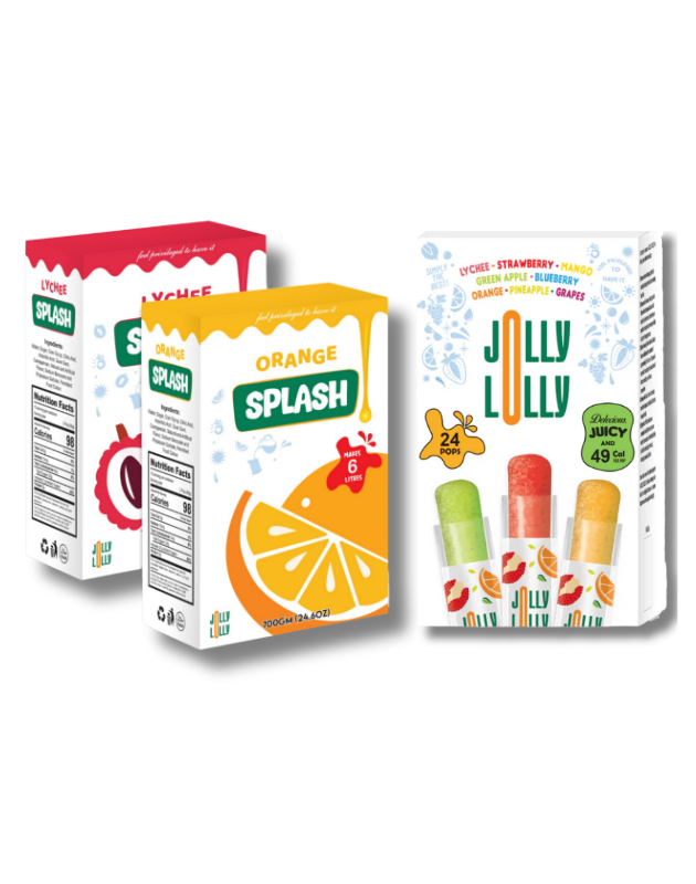 1 box of lolly and 2 boxes of juice.