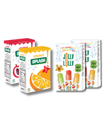 2 boxes of lollies and 2 boxes of juices